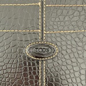 Tod's Contrast Stitch Croc Embossed Leather Tote